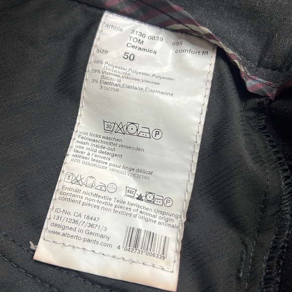 ALBERTO Tom Ceramica Comfort Fit Charcoal Black Pants 50 - Picture 10 of 10